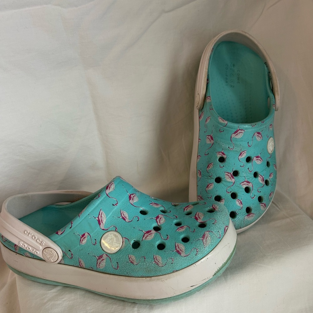 Flamingo crocs! Little girls size 12